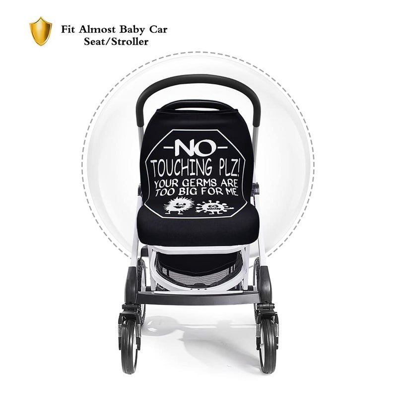 Metplus Car Seat Covers for Babies, Metplus Infant Carseat Canopy Nursing Breastfeeding Cover, Stretchy Carrier Cover for Stroller Shopping Cart, Newborn Boys Girls Shower Gift - No Touching Sign - Image 4